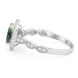 Art Deco Oval Natural Stone Halo Ring