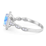 Art Deco Oval Natural Stone Halo Ring