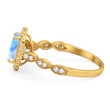 Art Deco Oval Natural Stone Halo Ring