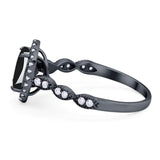 Art Deco Oval Natural Stone Halo Ring