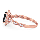 Art Deco Oval Natural Stone Halo Ring