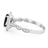 Art Deco Oval Natural Stone Halo Ring