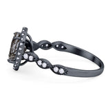 Art Deco Oval Natural Stone Halo Ring