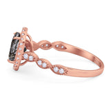 Art Deco Oval Natural Stone Halo Ring