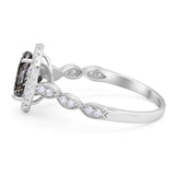 Art Deco Oval Natural Stone Halo Ring