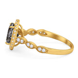 Art Deco Oval Natural Stone Halo Ring