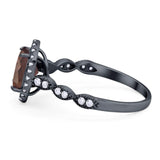 Art Deco Oval Natural Stone Halo Ring