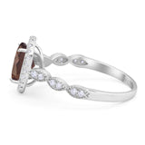 Art Deco Oval Natural Stone Halo Ring