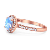 Art Deco Oval Natural Stone Wedding Ring