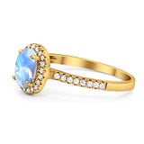 Art Deco Oval Natural Stone Wedding Ring