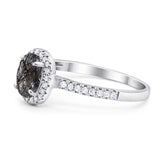 Art Deco Oval Natural Stone Wedding Ring