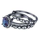 Oval Natural Stone Three Piece Ring