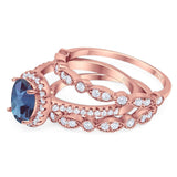 Oval Natural Stone Three Piece Ring