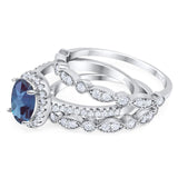 Oval Natural Stone Three Piece Ring