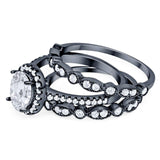 Oval Natural Stone Three Piece Ring