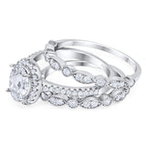 Oval Natural Stone Three Piece Ring