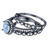 Oval Natural Stone Three Piece Ring