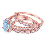 Oval Natural Stone Three Piece Ring