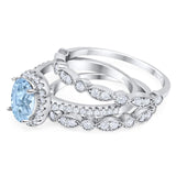 Oval Natural Stone Three Piece Ring