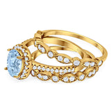 Oval Natural Stone Three Piece Ring