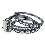 Oval Natural Stone Three Piece Ring