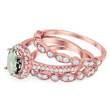 Oval Natural Stone Three Piece Ring