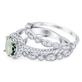 Oval Natural Stone Three Piece Ring