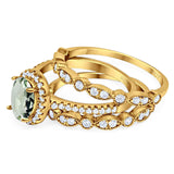Oval Natural Stone Three Piece Ring