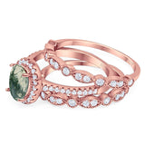 Oval Natural Stone Three Piece Ring