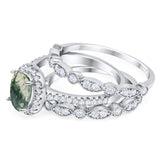 Oval Natural Stone Three Piece Ring