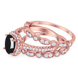 Oval Natural Stone Three Piece Ring