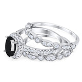 Oval Natural Stone Three Piece Ring