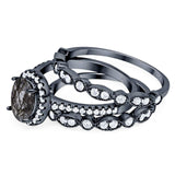 Oval Natural Stone Three Piece Ring