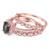 Oval Natural Stone Three Piece Ring