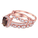 Oval Natural Stone Three Piece Ring