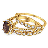 Oval Natural Stone Three Piece Ring