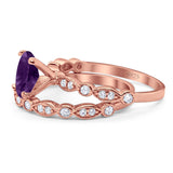 Two Piece Oval Natural Stone Ring