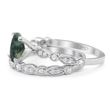 Two Piece Oval Natural Stone Ring