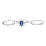 Three Piece Oval Natural Stone Floral Ring