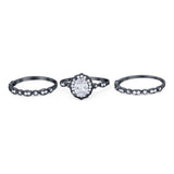 Three Piece Oval Natural Stone Floral Ring