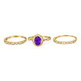 Three Piece Oval Natural Stone Floral Ring