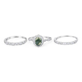 Three Piece Oval Natural Stone Floral Ring
