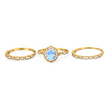 Three Piece Oval Natural Stone Floral Ring