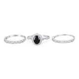 Three Piece Oval Natural Stone Floral Ring