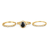 Three Piece Oval Natural Stone Floral Ring