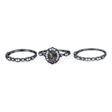 Three Piece Oval Natural Stone Floral Ring