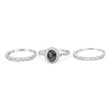 Three Piece Oval Natural Stone Floral Ring
