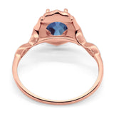 Art Deco Oval Natural Stone Flower Ring