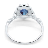 Art Deco Oval Natural Stone Flower Ring