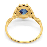 Art Deco Oval Natural Stone Flower Ring